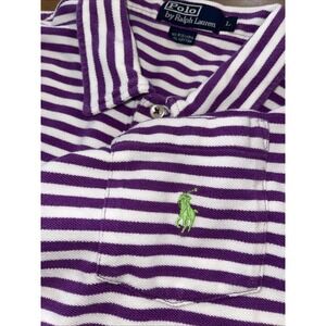 Polo By Ralph Lauren Shirt Men L Purple White Stripes Rugby Pony Preppy Vintage‎